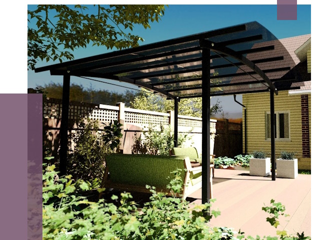 Навесы для террасы в Комсомольске-на-Амуре от 13010 руб. под ключ | ПРОЛЁТ-Кмс