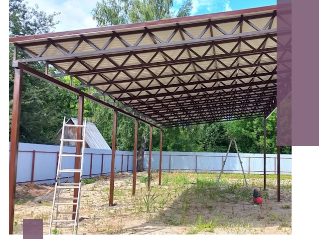 Односкатные навесы под ключ в Комсомольске-на-Амуре — изготовление и монтаж